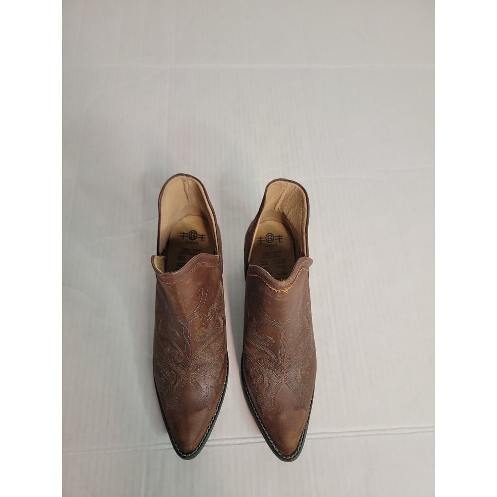 Circle G Women's Sz 9 Cognac Embroidered Leather Western Cowgirl Ankle Boots - Picture 3 of 10